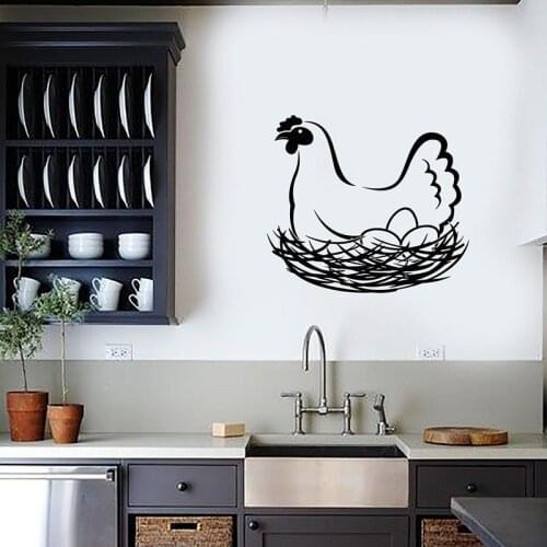 Hen Chicken Eggs Nest Farm Animal Vinyl Wall Decal Home Decor kitchen Art Mural Wall Stickers Gift