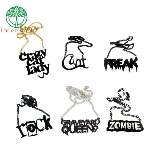 NC64 Fashion Jewelry Hallowmas ZOMBIE Necklace for Women Link Chains Black Letter Pendant Necklace DS DJ Accessories