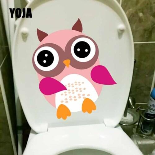 YOJA 19.2X23.6CM Cute Cartoon Owl Pattern Wall Sticker Toilet Seat Decal Kids Room Decoration T5-0609