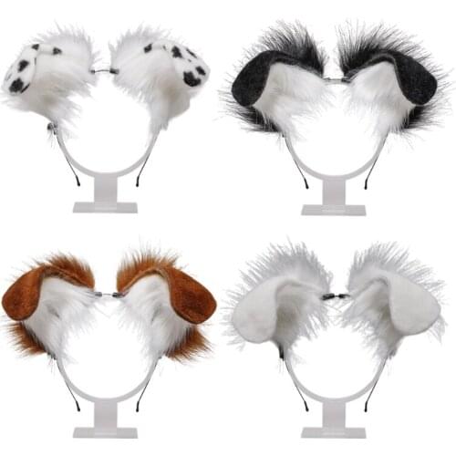 Girls Plush Animal Spot Dog Ears Hair Hoop Lovely Handmade Party Headdress Anime Cosplay Party Kawaii Accessories