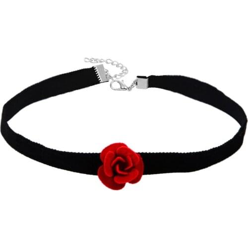 Charming Rose Shape Velvet Choker Velvet Ribbon Necklace For Women Gift