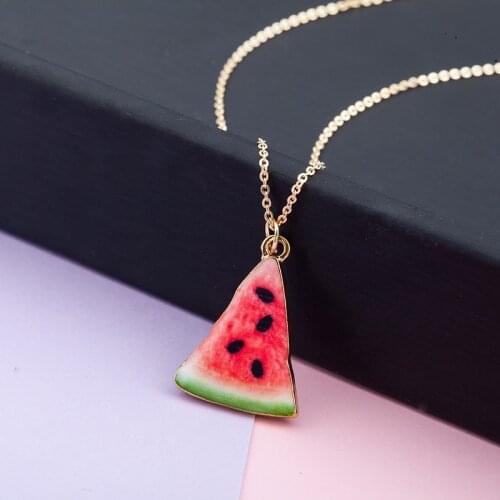 Watermelon Necklace Cute Fruit Handwork Necklace Watermelon Charm Summer Jewelry
