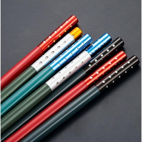 BalleenShiny 5-piece Food Grade High Quality Family Specific Chopsticks Japanese-style Alloy Solid Color Non-slip Chopsticks