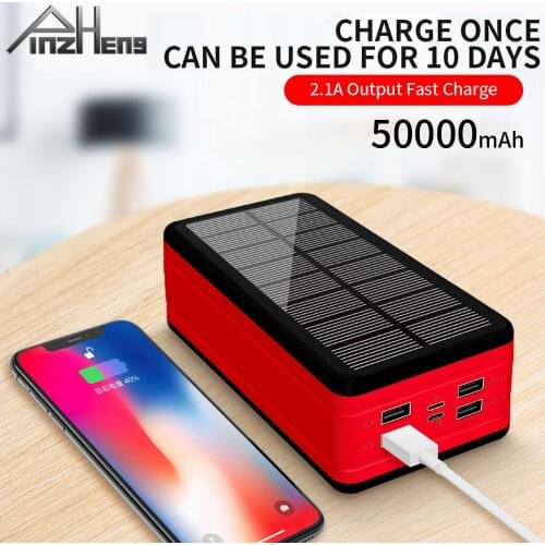 PINZHENG 50000mAh Solar Power Bank For Outdoor Camping Phone Power Bank Portable LED Charger Battery Digital Display Powerbank