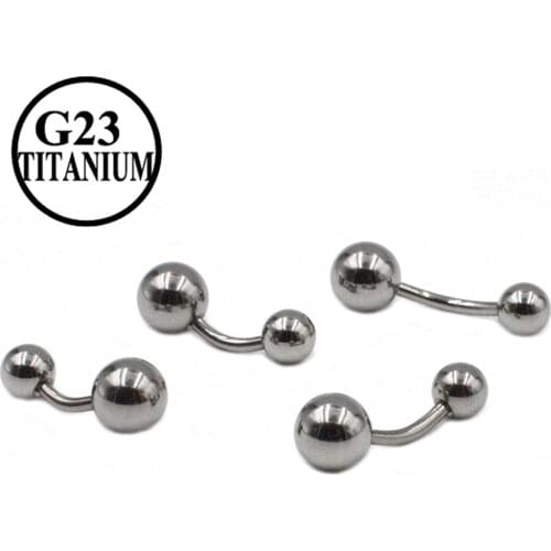 1PCS 100% G23 Titanium Navel Belly Barbell Ring Belly Button Ring Body Piercing Jewelry New Brand steel Color 14g