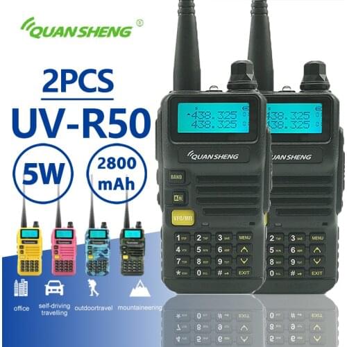 2pcs Quansheng UV-R50 Walkie Talkie 5W 2800mAh Dual Band Portable Mobile Radio Hf Transceiver Ham Radio Station CB Baofeng Uv-5r
