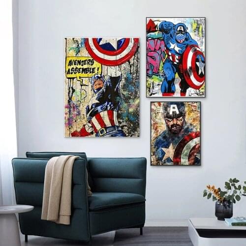 Retro Iron Man Captain America Canvas Paintings Marvel Avengers Posters Prints Wall Art Picture for Living Room Home Decoration