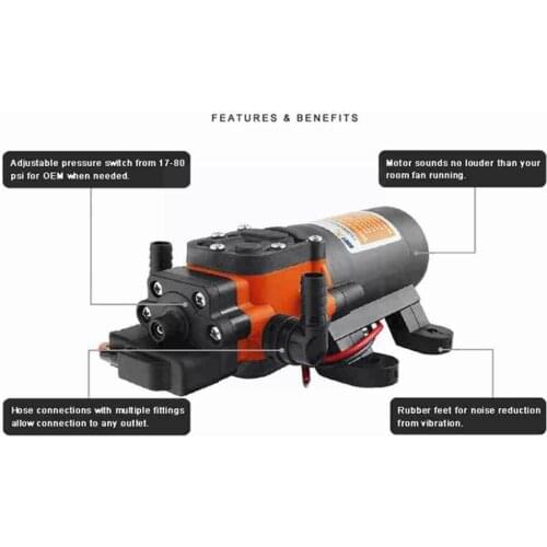 12V RV Self-priming DC Water Pump Marine High Pressure Suction Automatic Water Pump Diaphragm Pump Yacht Pump U9O2