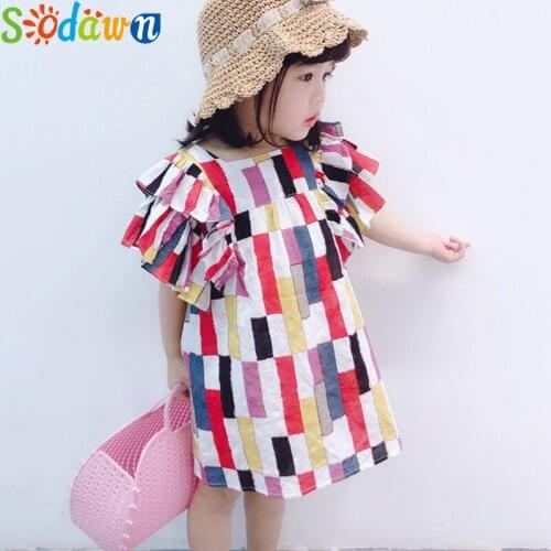 Sodawn Girls Dress ChildrenS Dresses Striped-Paneled Chiffon Summer Dresses Princess Dress Girls Fall Dress