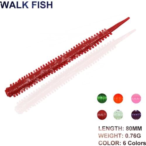 WALK FISH 10Pcs/Lot Worm Millipede Simulation Soft Lure 80mm/0.76g Silicone Wobblers Lead Hook Jig Soft Baits Fishing Tools