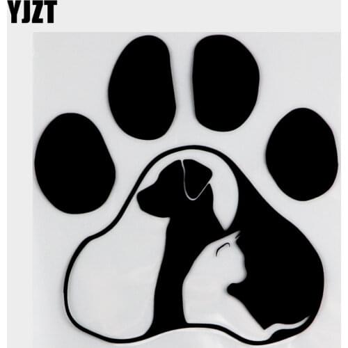YJZT 14.7X15.1CM Dog Cat Love Animal Funny Cartoon Car Sticker Vinyl Decal Decor Pattern Black/Silver C24-1287