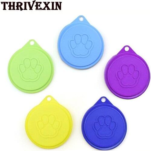 2pcs/set Reusable Silicone Pet Food Storage Can Tin Cover Lid Dog Snack Sealing Lid Top Cap for Puppy Dog Cat Random Color