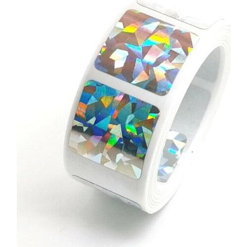 20mm Square HOLOGRAM SCRATCH OFF STICKERS LABELS TICKETS PROMOTIONAL FAVORS 500