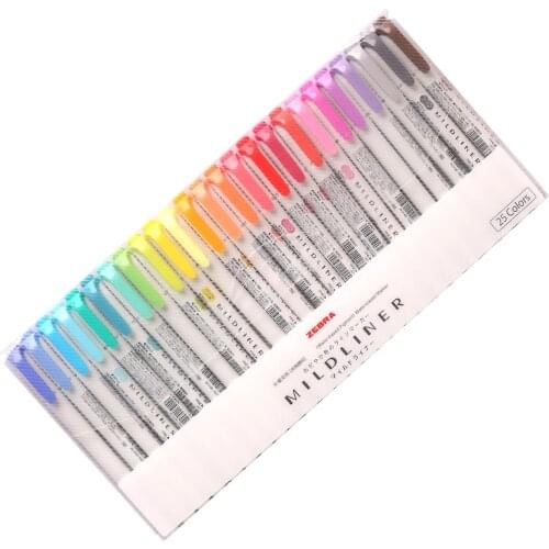 3 or 5or25pcs/set Japan Zebra Mild Liner Double Headed Fluorescent Pen Creative Highlighters Marker Pen School Supplies Kawaii