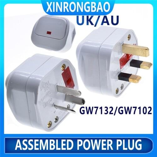 UK /AU 3 Pin Switch13A AC Assembled Power Plug With Switch Male Electrical Socket Fused Connect Cord Overload Protection Adapter