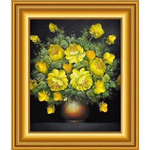 5D Square/round Cross Stitch Embroidery Yellow Peony Diy Diamond Painting Moasic Floral Home Decor Full Drill Picture By Numbers