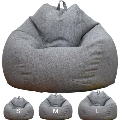 Oversize Lazy Sofas Cover Chairs without Filler Linen Cloth Lounger Seat Bean Bag Pouf Puff Couch Tatami Living Room Beanbags