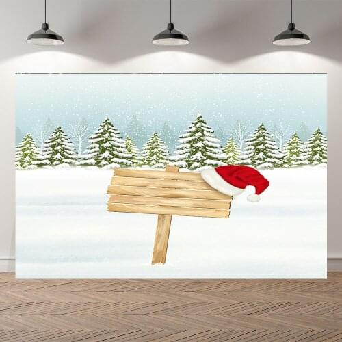 Seekpro Photography Background Merry Christmas Happy New Year Party Cartoon Snow Forest wood house Backdrop Photo Photocall