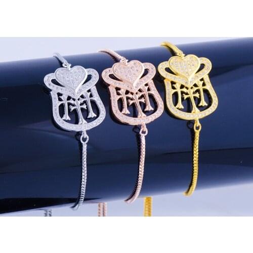 Hot Jewelry Vintage Zircon Shield Charms Bracelets & Bangles Wholesale Copper Micro Pave CZ Beads Friendship Bracelets Diy Gifts