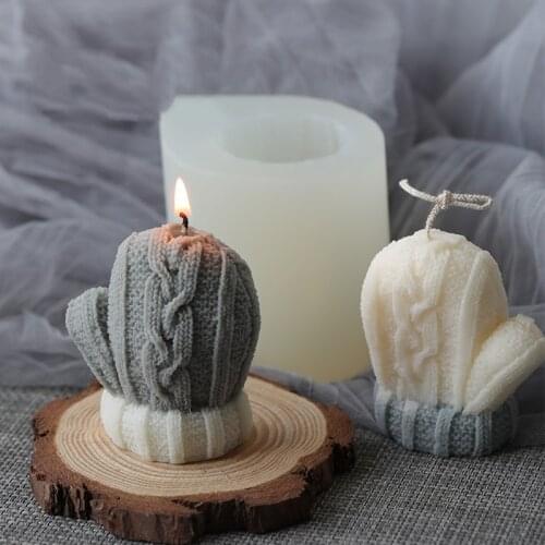 Simulate Wool Roll Wool Gloves Candle Silicone Moulds for Candle Making Christmas Home Decor DIY Candle Table Decoration