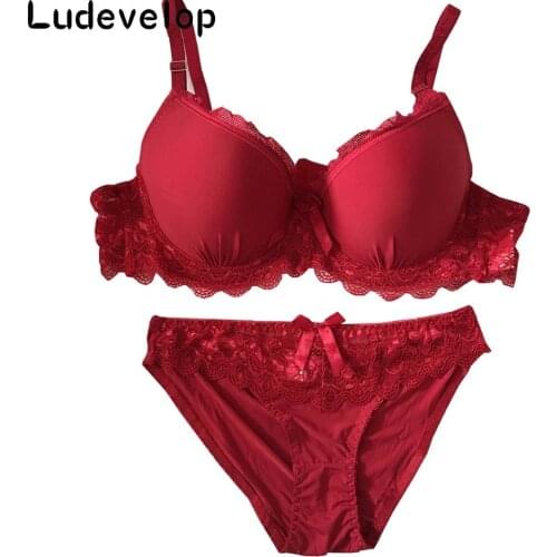 Ludevelop New arrival Big Size Bra Set 40-48CD Cup Women Push Up Lace Bra Brief Sets Sexy Brassiere Dentelle Femme Underwear Set