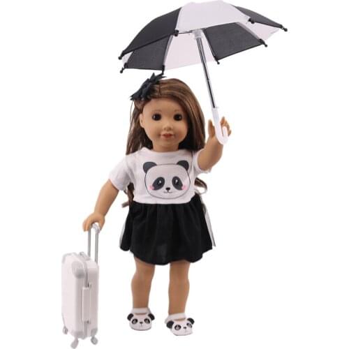 New 4Pcs Clothes/Umbrella/Shoes/Suitcase For 18Inch American Doll&43CM Born Baby Generation Russian Girls Christmas Gift