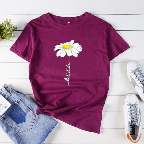 Summer Fashion Ladies Sunflower Print T-shirt Short Sleeve Round Neck Neck Slim Shirt Ladies Casual Short Top Comfortable Basic