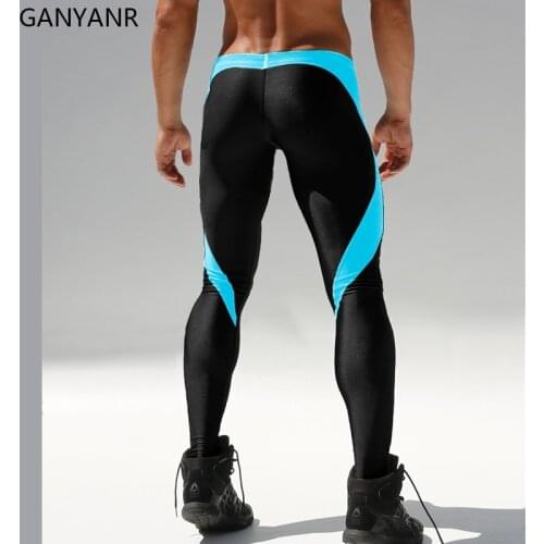 GANYANR Men Running Tights Compression Pants Leggings Sportswear Gym Fitness Sport Yoga Track Winter Gay Sexy Dry Fit Football