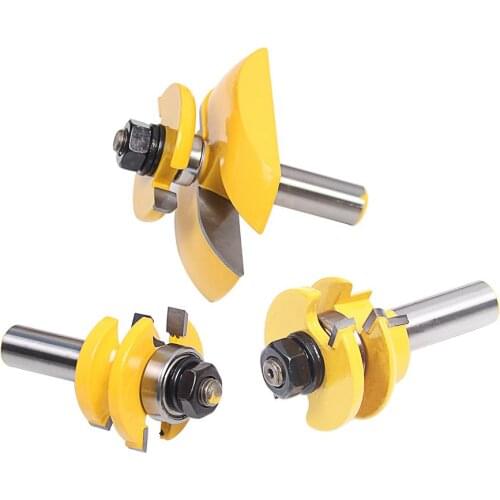 New 3Pcs 1/2 inch Shank Rail & Blade Cutter Panel Cabinet Router Bits Set Milling Cutter Power Tools Door Knife Wood Cutter