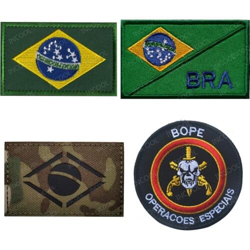 Brazil Flag Embroidered Patches Reflective Tactical Military Decorative Patch National Brazilian Flag Combat Embroidery Badges