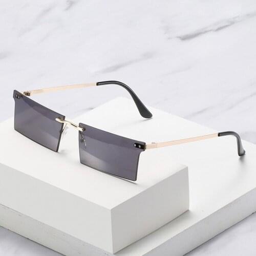 2021 new sunglasses frameless rice nail square sunglasses women street shooting ocean color sunglasses street driving glasses