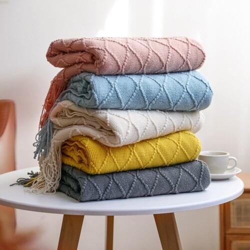 New Knitted Blanket with Tassels Bed Sofa Air-Condition Throw Blankets Camping Picnic Blankets Chair Lounge Towels Bedspread