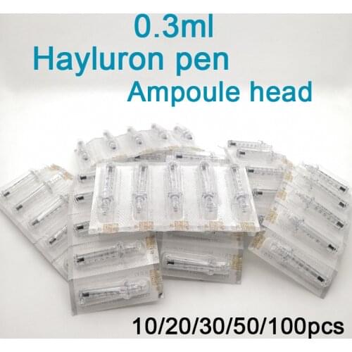 Disposable Injection 0.3ml Hyaluron Pen Syringe Needles Ampoule Head For High Pressure Meso Hyaluronique Pen Gun Atomizer Tool