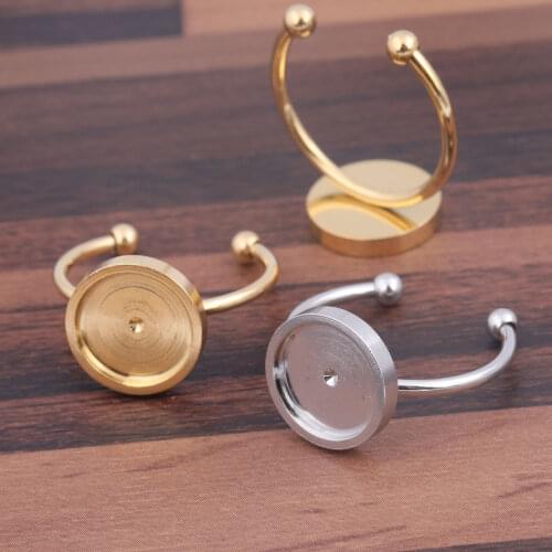 10pcs Stainless Steel Cabochon Ring Base Setting Blanks Gold Plated 10mm 12mm Dia Bezels For Jewelry Making Supplies