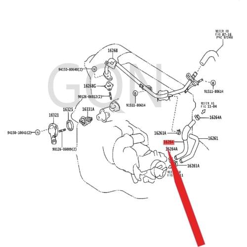 Water bypass hose 2013-Toy ota COR OLL ACO ROL LAS EDP REM IOP REM IOA VEN SIS Intake branch water pipe Water pump bypass hose