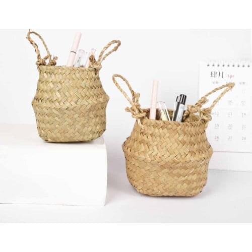 Hanging Flower Pot Organizer Wicker Rattan Seagrass Baskets Handmade Woven Flower Basket Clothing Storage Basket Home Decoration