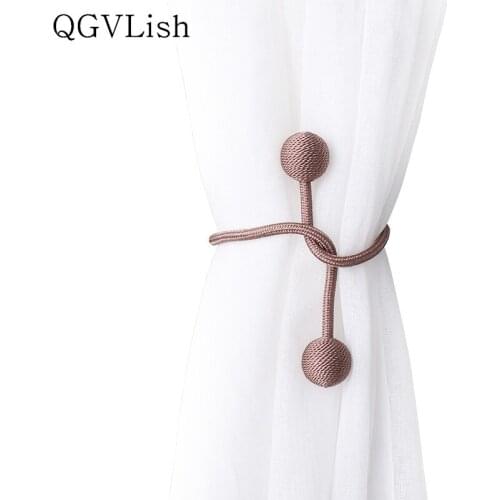QGVLish 2Pcs Magnet Curtain Hanging Belt Buckle Tieback Straps Curtain Accessories Bind Clips Ropes Curtain Holder Free Style
