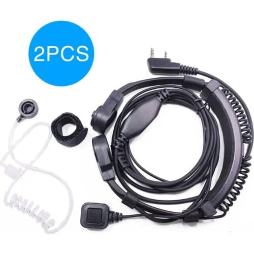 2PCS ABBREE Extendable Throat Mic Headset Walkie Talkie PTT Earpiece For Baofeng UV-5R UV-82 UV-5RE uv5r BF-480 2 way radio