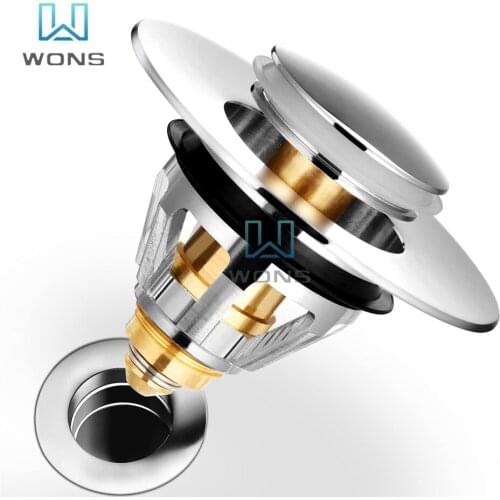 1.06-1.49 Inch Stainless Steel Bounce Core Push-type Drain Filter Universal Wash Basin Push-type Hair Catcher Sink Bathtub Plug