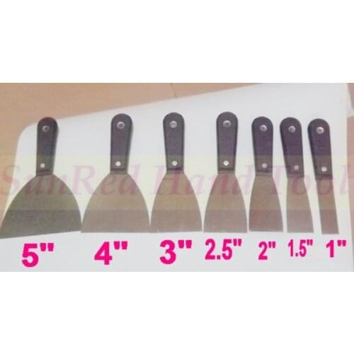 SunRed black plstic carbon steel 1" 1.5" 2" 2.5" 3" 4" 5" 7pcs cheap putty knife set NO.SR-01 wholesale retail freeship