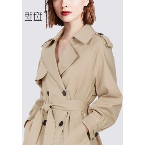 British style small windbreaker womens short 2021 autumn new style double-breasted jacket with lapel waist and temperament