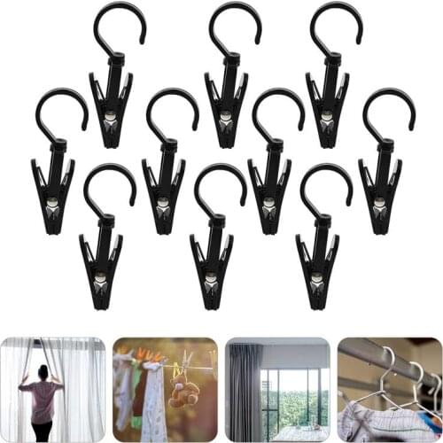 10Pcs 360 Degree Rotatable Plastic Curtain Hooks Curtain Clips Coat Hooks