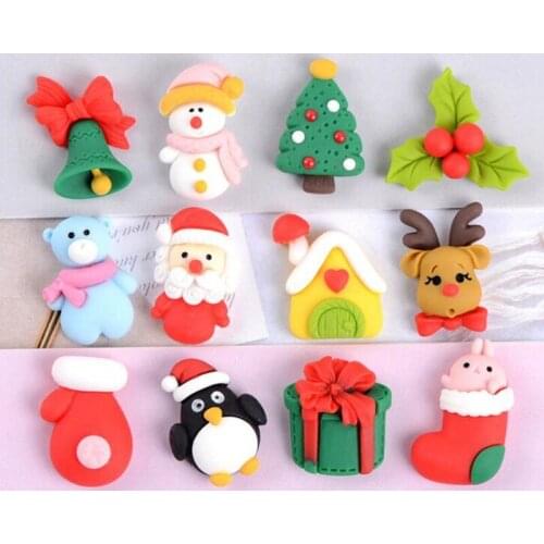 10Pcs/lot Mini Christmas Series Scrapbooking Accessories DIY Craft Scrapbook Phone Shell Patch Brooch Ornaments Material