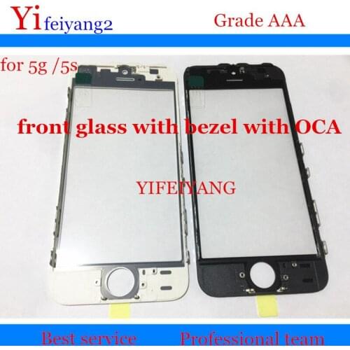 100pcs A quality Front Glass+Bezel+OCA For iPhone 5 5c 5s Outer Glass with Frame with oca lcd repair by DHL EMS
