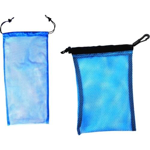 2 Pieces (2 Size) Heavy Duty Strong Mesh Storage Pouch Travel Bag for Scuba Dive Snorkel Swim Mask Gear Equipment Accessories