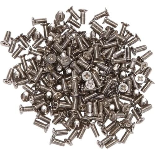 200 Pcs M3 Flat Head Machine Countersunk Screws Bolt Stainless Steel Fastener, Full Thread (M3x8mm)