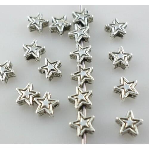 300pcs Tibetan Silver Small Star Loose Charm Spacers Beads 2x4mm Bracelet Beading Findings