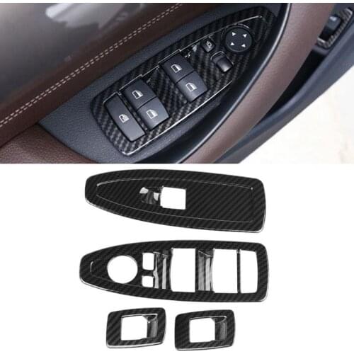 4pcs Carbon Fiber Style Car Electric Window Lift Switch Panel Frame Trim for BMW X1 2016 2017 2018 2019 Car Accessories