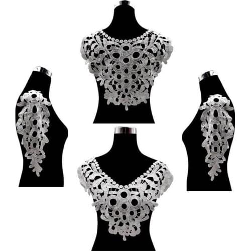 4PCS/Set Elegant White Cotton Embroidery Laces Collar Neckline Lace Applique Wedding Dress DIY Sewing Trimmings Guipure Decor