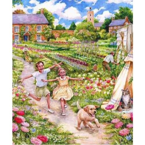 5D DIY Diamond Painting Square Round Diamond Character Picture Kids Playing Picture Cross Stitch Mosaic Embroidery Home WG2786